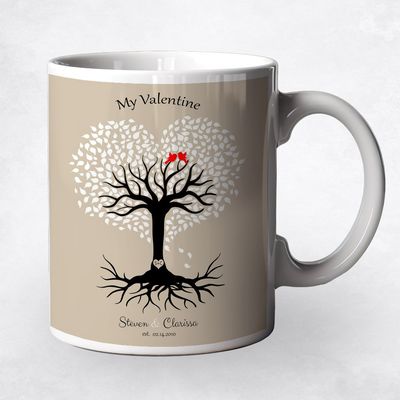 Heart Shape Tree Anniversary Ceramic Coffee Mug Gift For Couples M-1816