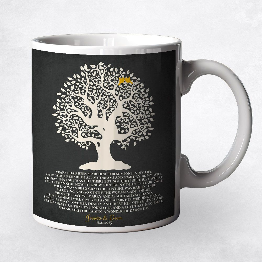 Knotty Tree On Black Wedding Ceramic Coffee Mug Gift For Mother Of The Bride M-1125