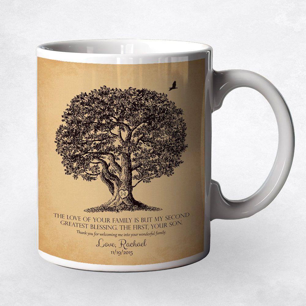 Large Oak Tree On Gold Wedding Ceramic Coffee Mug Gift For Mother Of The Groom M-1157