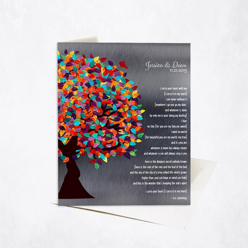 Colorful Side Spring Tree Anniversary Stationery Card For Couples C-1291