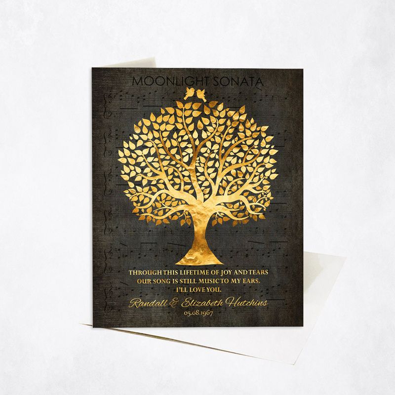 Gold Tree Anniversary Stationery Card For Couples C-1415