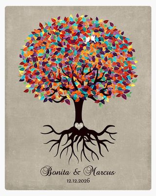 Rooted Colorful Spring Tree Engagement Wall Plaque Gift for Couples LTC-1424