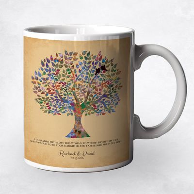 Watercolor Tree Gold Wedding Ceramic Coffee Mug Gift For Mother Of The Bride M-1259