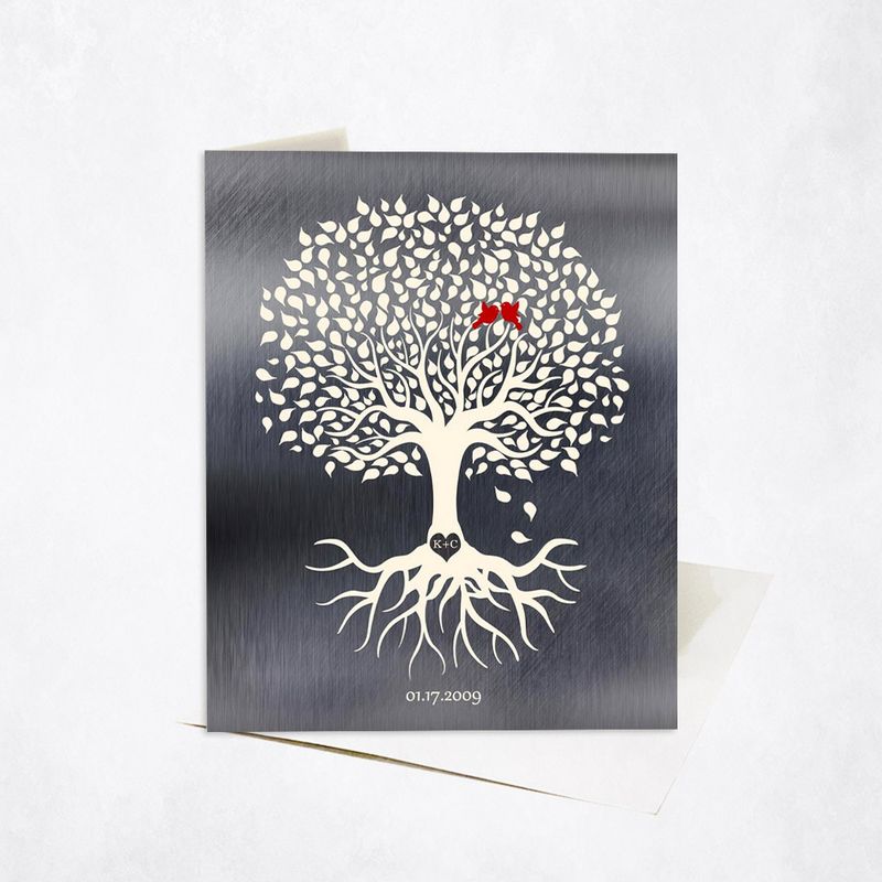 Silhouette Tree With Roots Anniversary Stationery Card For Couples C-1210