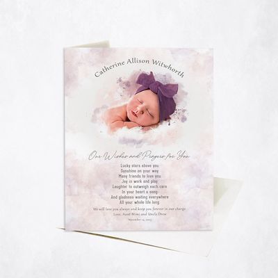 Watercolor Portrait Family Stationery Card For Child C-1852