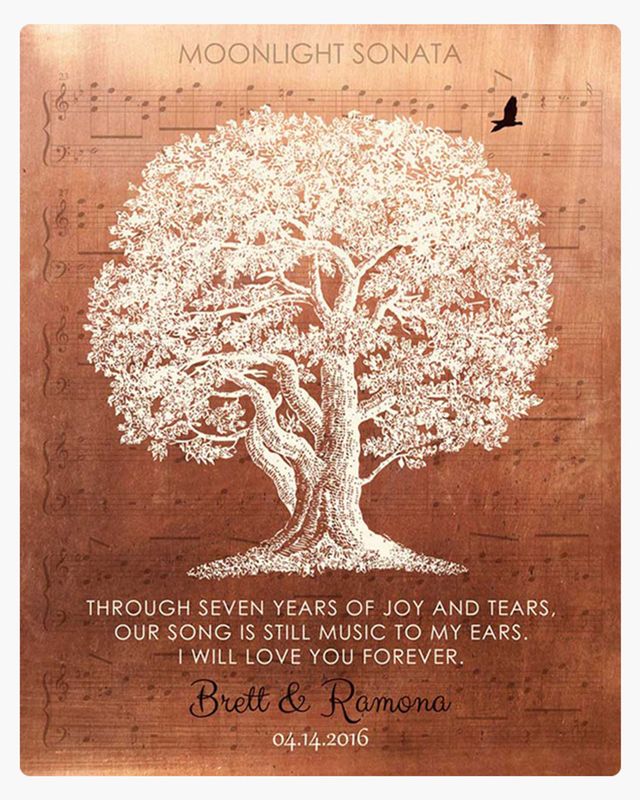 White Oak Tree Copper 7th Anniversary Wall Plaque Gift for Couples LTC-1332