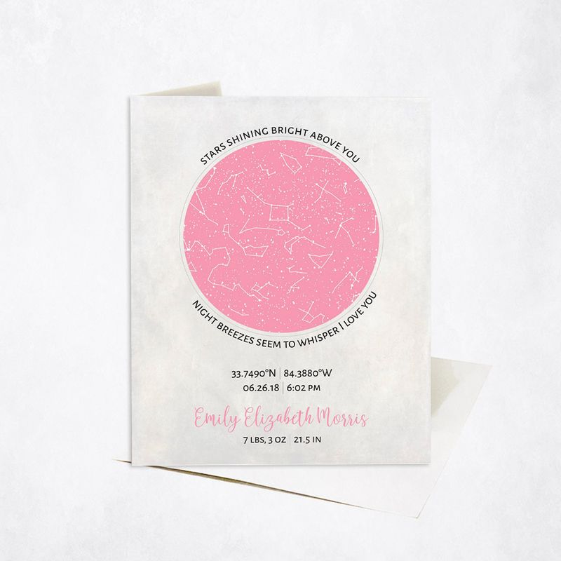 Star Map Family Stationery Card For Girl C-1740