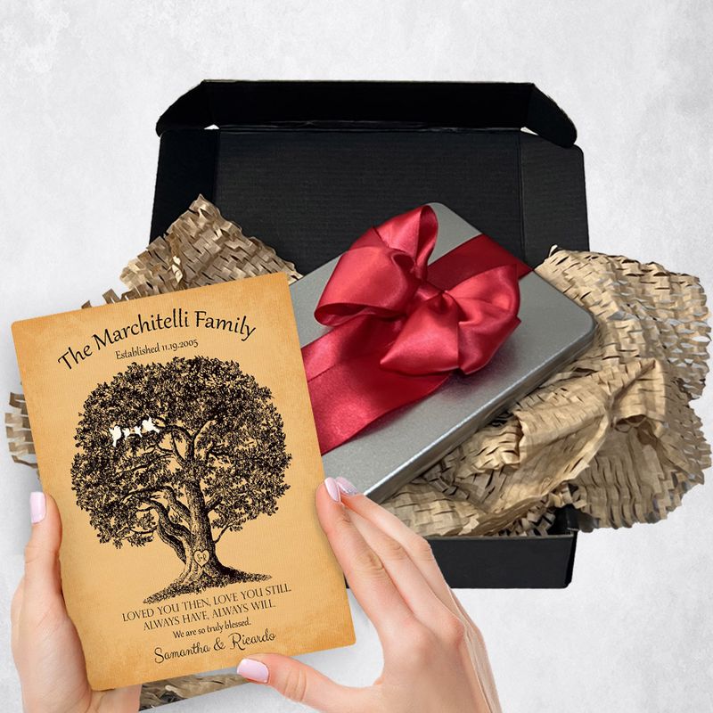 Large Oak Tree On Gold Metal Plaque Anniversary Gift Delivery For Couples Toy-1159