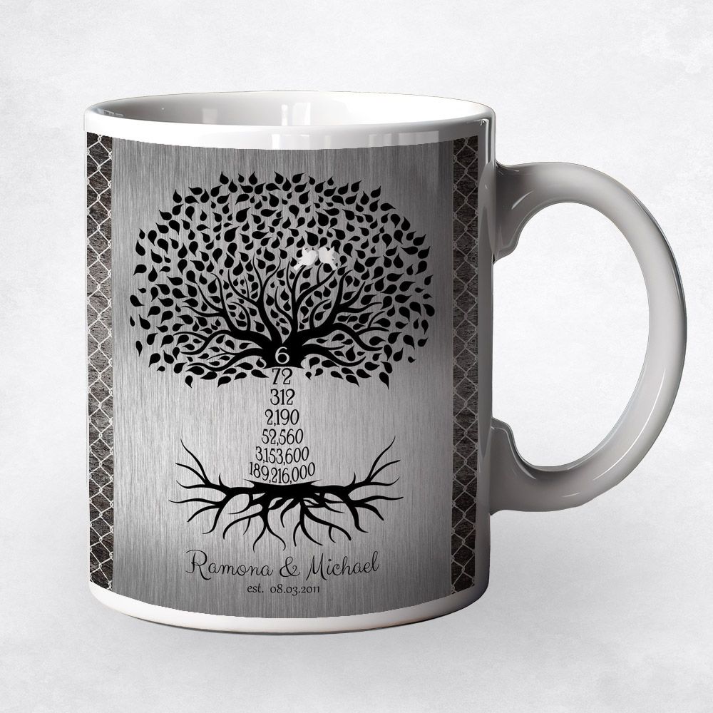 Countdown Tree 6 Year Anniversary Ceramic Coffee Mug Gift For Couples M-1435