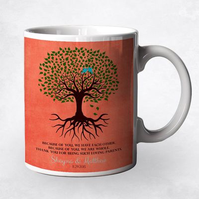 Tree With Roots Orange Wedding Ceramic Coffee Mug Gift For Parents M-1111