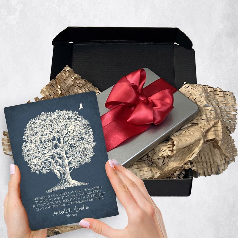 Oak Tree On Blue Metal Plaque Family Gift Delivery For Bereaved Family Toy-1146