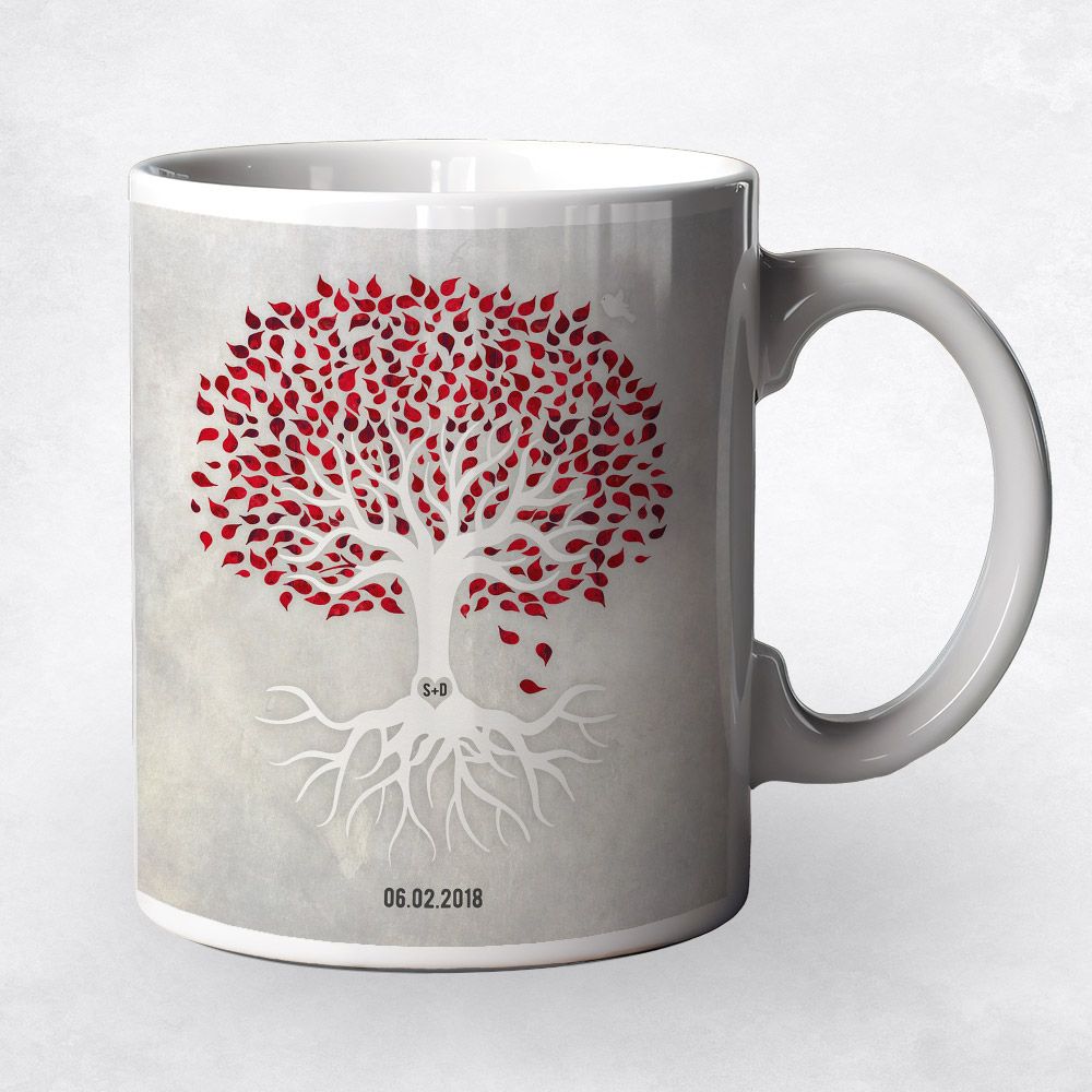 Garnet Canopy Tree Anniversary Ceramic Coffee Mug Gift For Couples M-1533