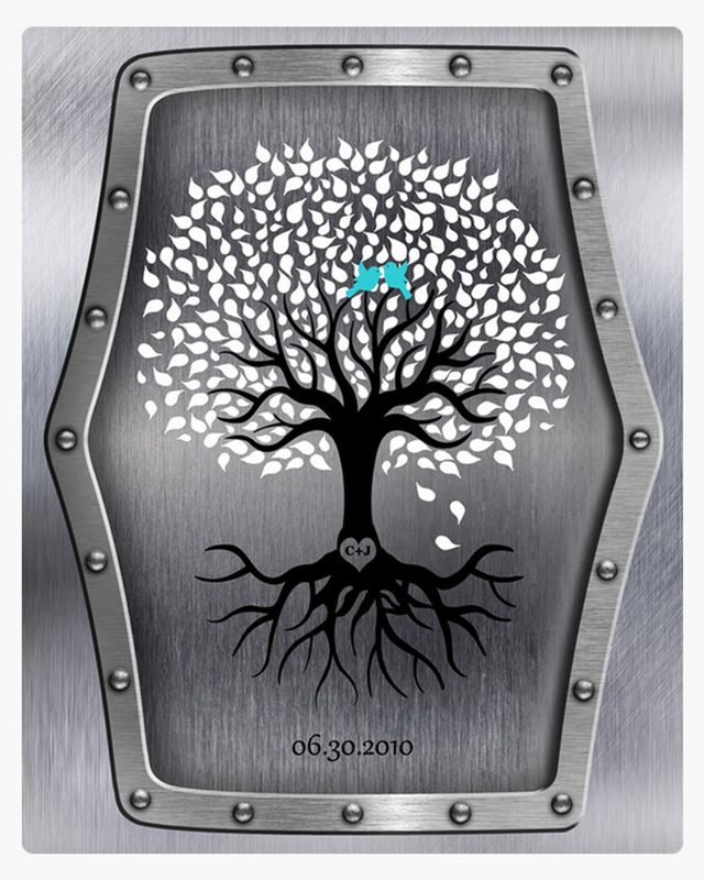 Tree with Roots Steel 11th Anniversary Wall Plaque Gift for Couples LTC-1374