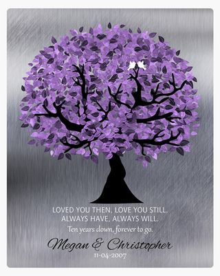 Purple Tree Tin 10th Anniversary Wall Plaque Gift for Couples LTC-1480