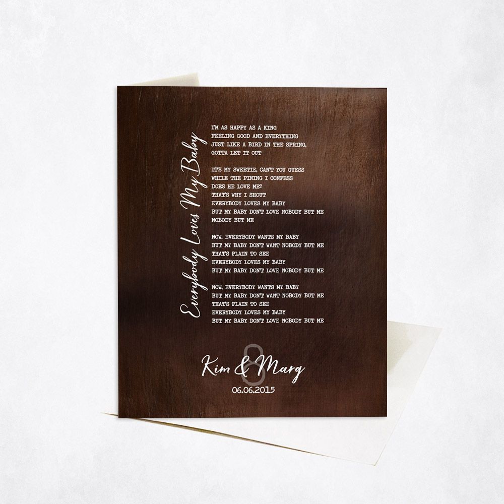 Song Lyrics Anniversary Stationery Card For Couples C-1923