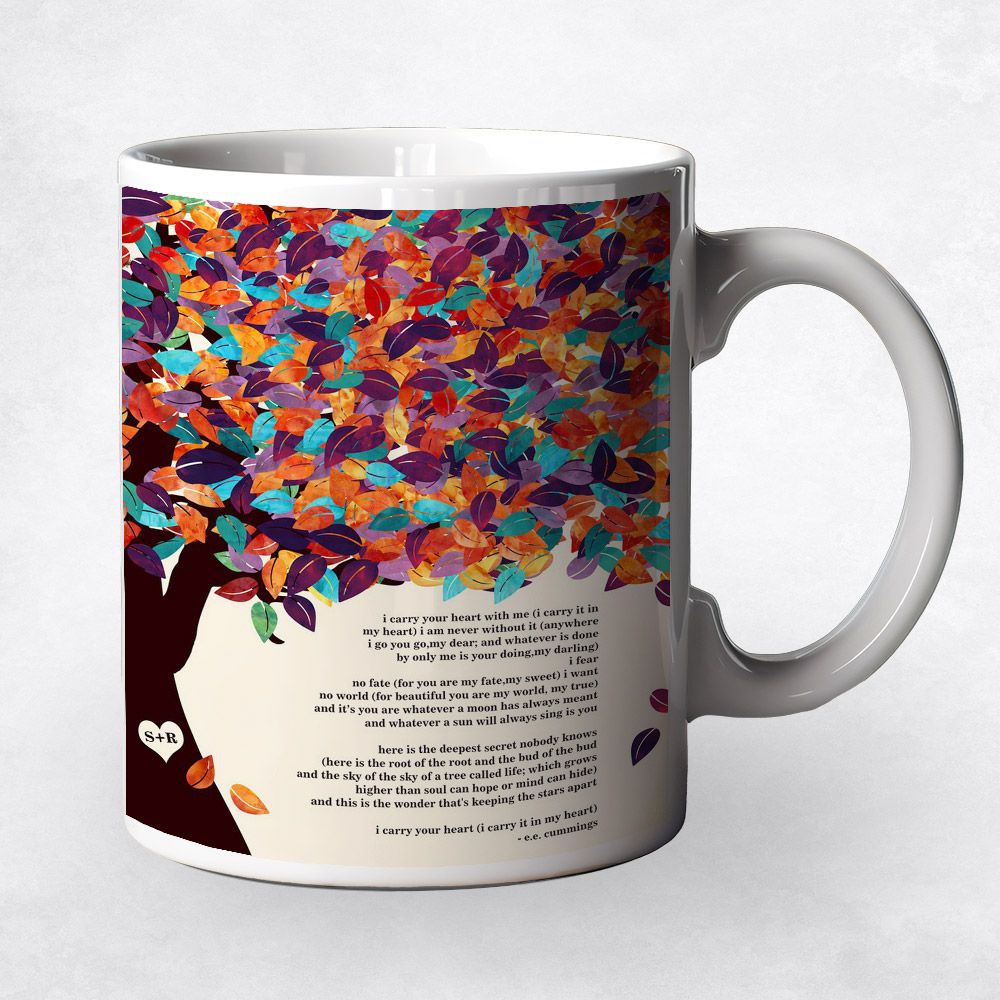 Colorful Spring Tree Anniversary Ceramic Coffee Mug Gift For Couples M-1295