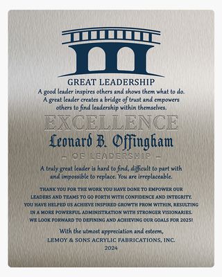 Corporate Bridge of Trust Recognition Tin Leadership Appreciation Wall Plaque Gift for Employee LTC…