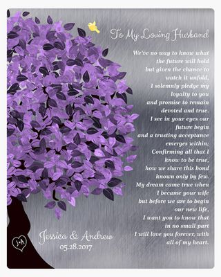 Side Purple Tree Tin Wedding Wall Plaque Gift for Bride And Groom LTC-1491