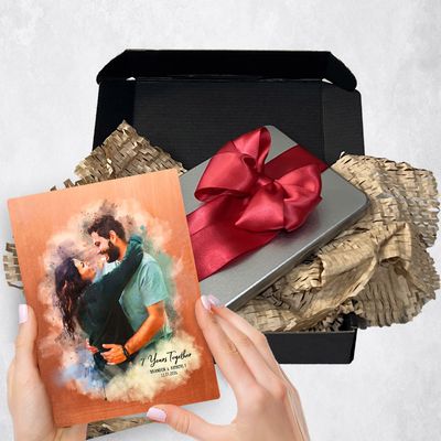 Watercolor Portrait Metal Plaque Anniversary Gift Delivery For Couples Toy-1837