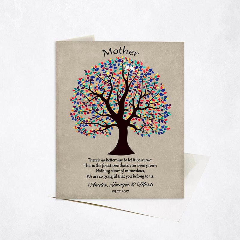 Colorful Decorative Tree Family Stationery Card For Mom C-1461