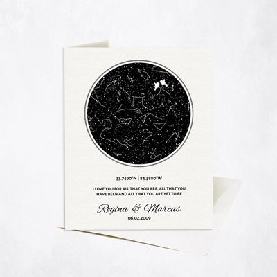 Star Map Anniversary Stationery Card For Couples C-1762