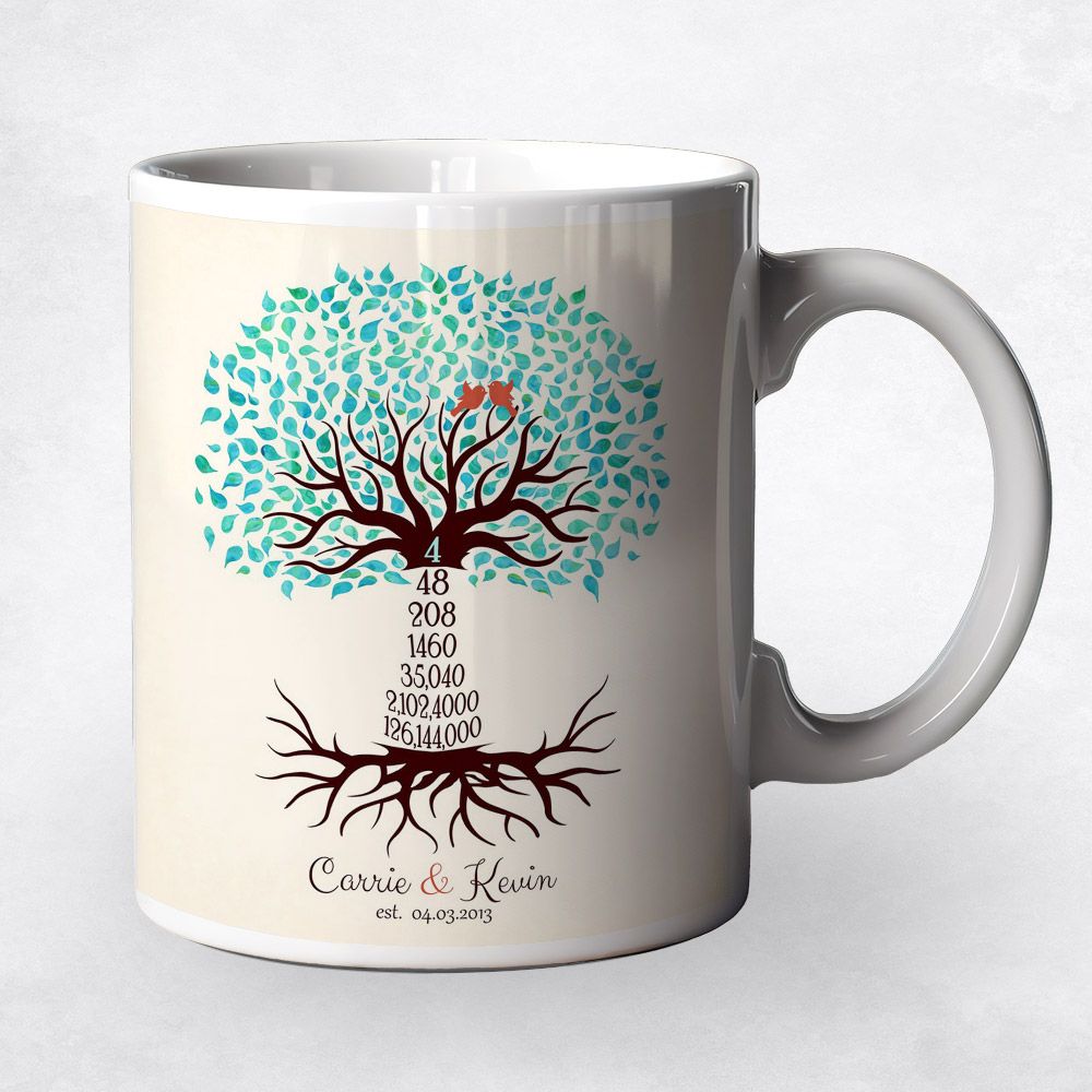 Countdown Tree 4 Year Anniversary Ceramic Coffee Mug Gift For Couples M-1433