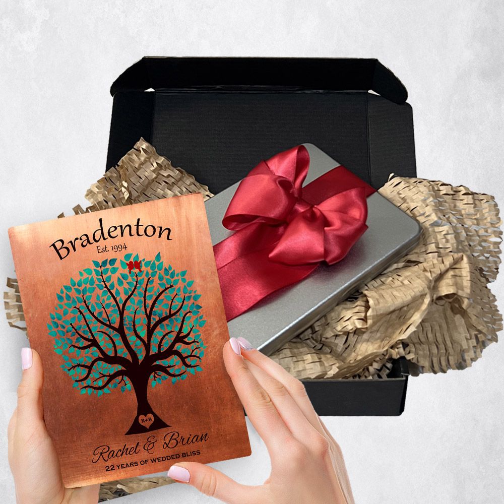 Turquoise Tree Metal Plaque Anniversary Gift Delivery For Couples Toy-1385