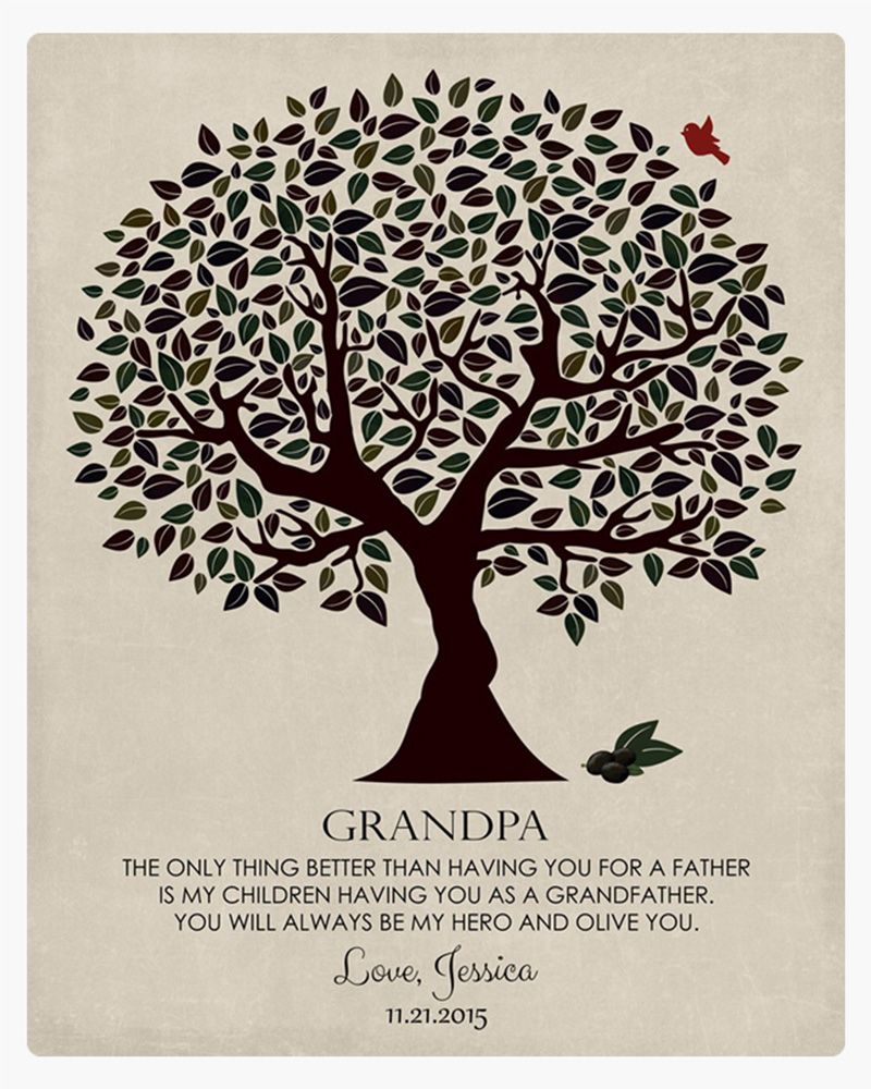 Dark Olive Tree Family Appreciation Wall Plaque Gift for Grandfather LTC-1176