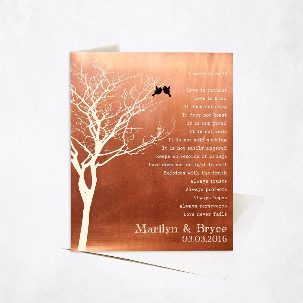 White Branchy Tree Anniversary Stationery Card For Couples C-1305