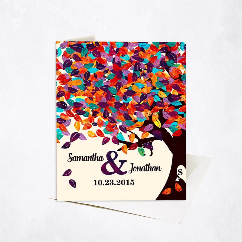 Colorful Side Spring Tree Anniversary Stationery Card For Couples C-1194