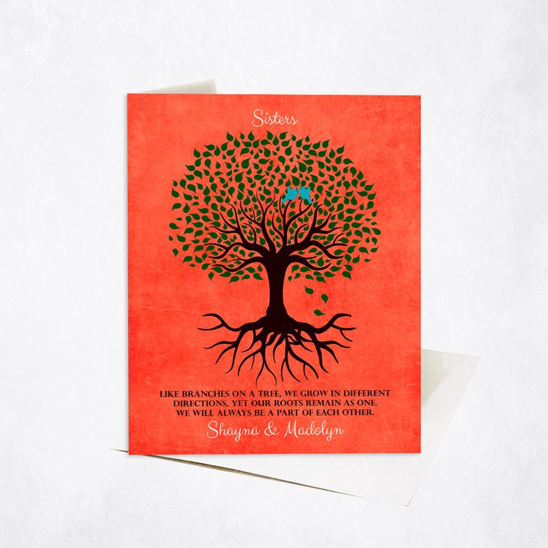 Tree With Roots Love Birds Wedding Stationery Card For Sister C-1112