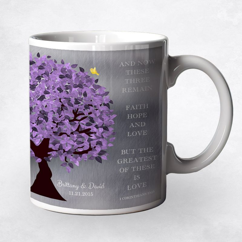 Side Purple Tree Anniversary Ceramic Coffee Mug Gift For Couples M-1475