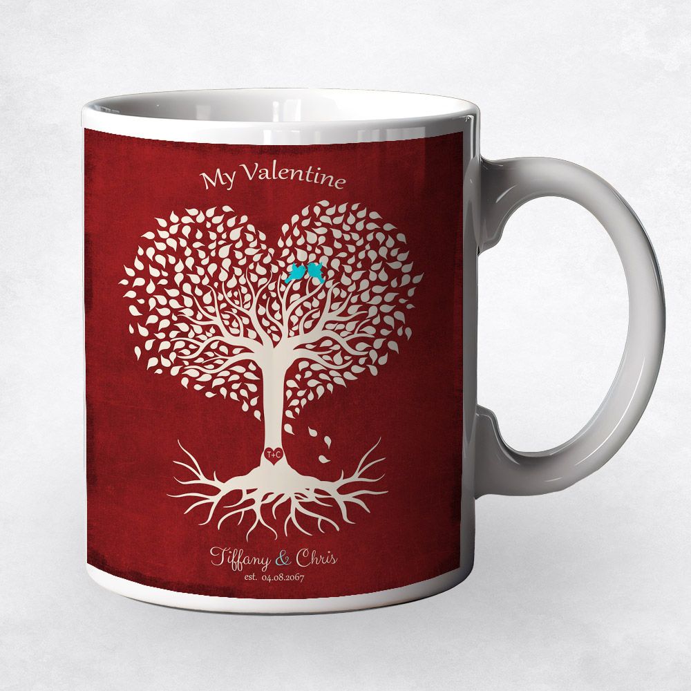 Heart Shape Tree Anniversary Ceramic Coffee Mug Gift For Couples M-1811