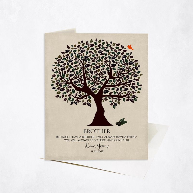 Dark Olive Tree Wedding Stationery Card For Brother C-1162