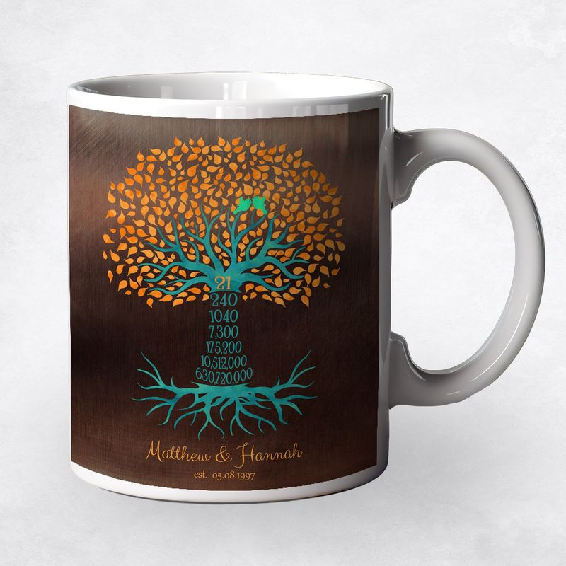 Countdown Tree 21 Year Anniversary Ceramic Coffee Mug Gift For Couples M-1451