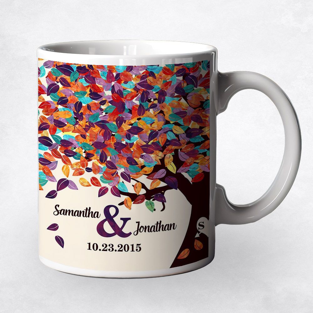 Colorful Side Spring Tree Anniversary Ceramic Coffee Mug Gift For Couples M-1194