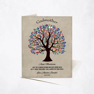 Colorful Decorative Tree Family Stationery Card For Godmother C-1460