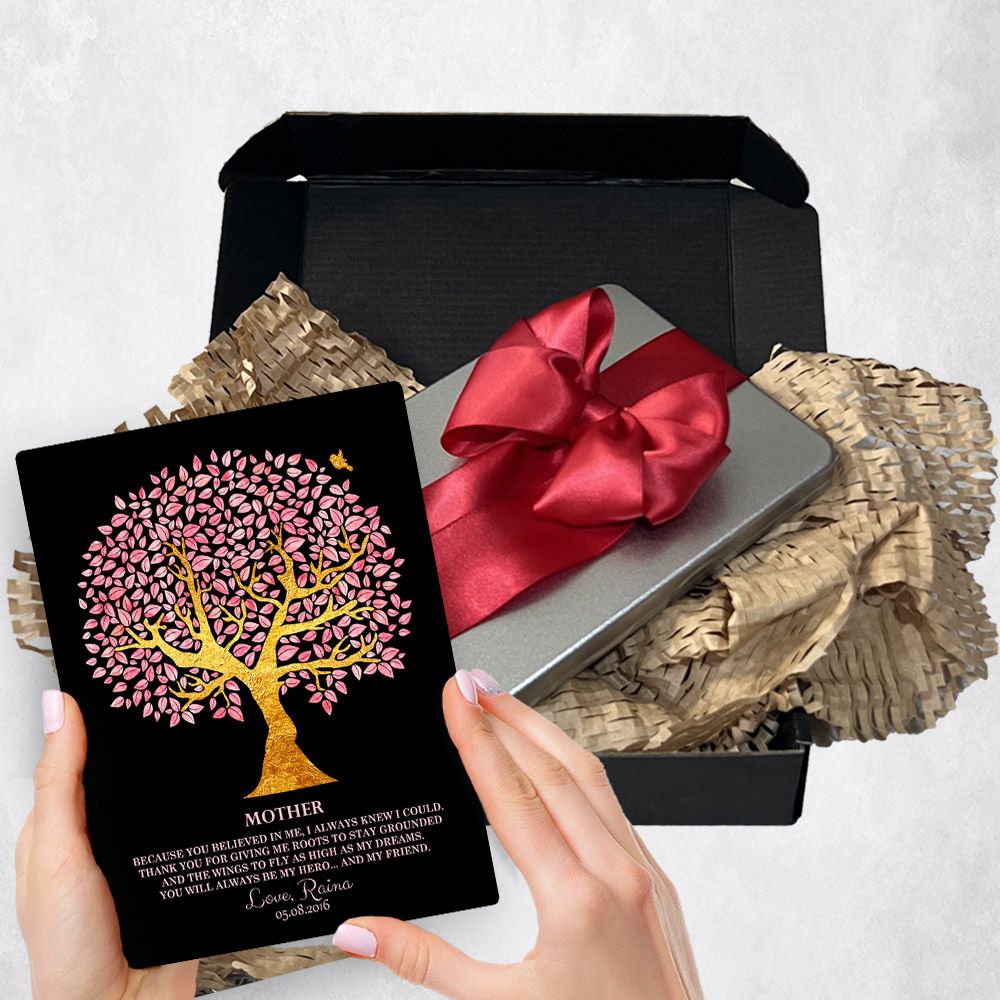 Pink And Gold Tree Metal Plaque Family Gift Delivery For Mother Toy-1245