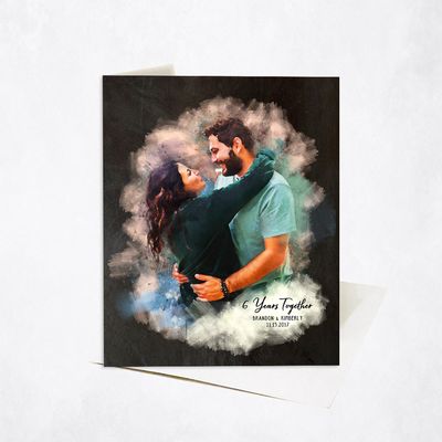 Watercolor Portrait Anniversary Stationery Card For Couples C-1844