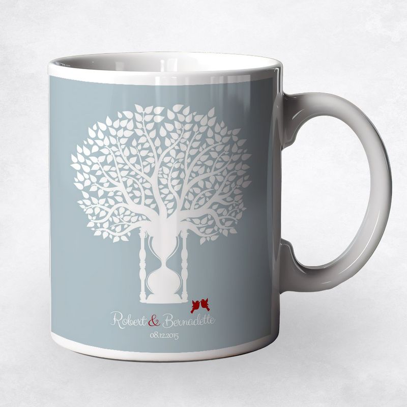 Hourglass Tree Silhouette Anniversary Ceramic Coffee Mug Gift For Couples M-1389