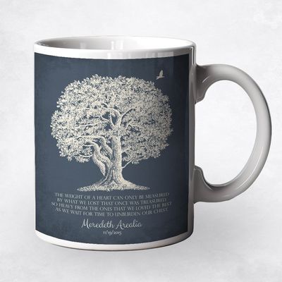 Oak Tree On Blue Family Ceramic Coffee Mug Gift For Bereaved Family M-1146