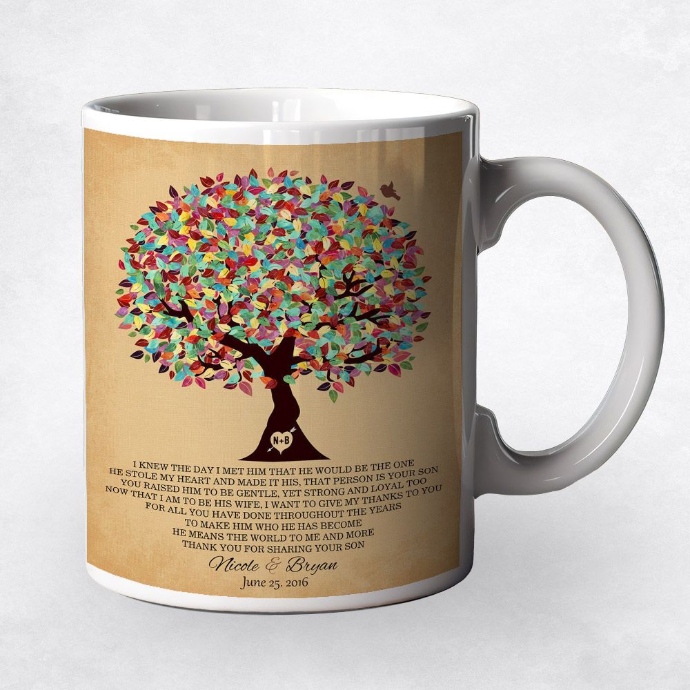 Colorful Summer Tree On Gold Wedding Ceramic Coffee Mug Gift For Mother Of The Groom M-1203