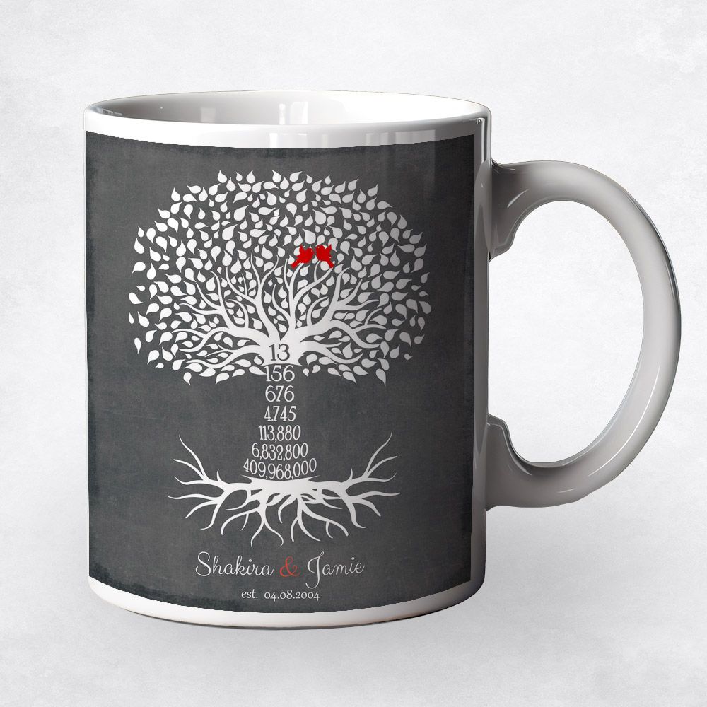 Countdown Tree 13 Year Anniversary Ceramic Coffee Mug Gift For Couples M-1443