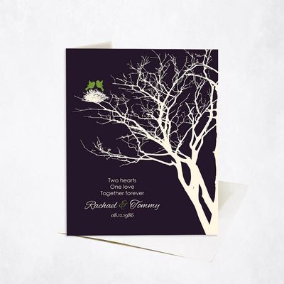 White Branchy Tree And Nest Anniversary Stationery Card For Couples C-1364