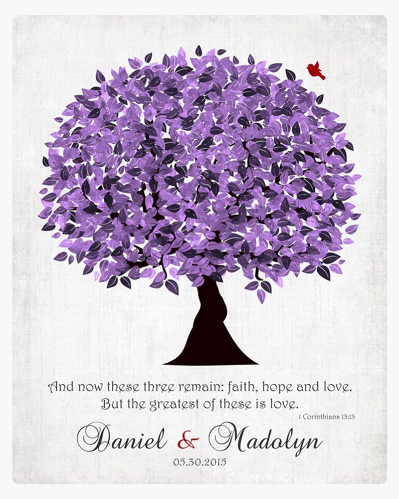 Violet Purple Tree 10th Anniversary Wall Plaque Gift for Couples LTC-1476