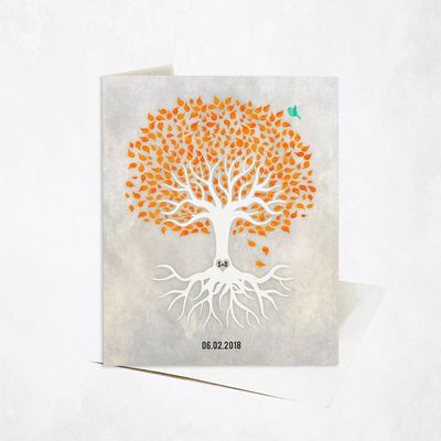 Fire Canopy Tree Anniversary Stationery Card For Couples C-1534