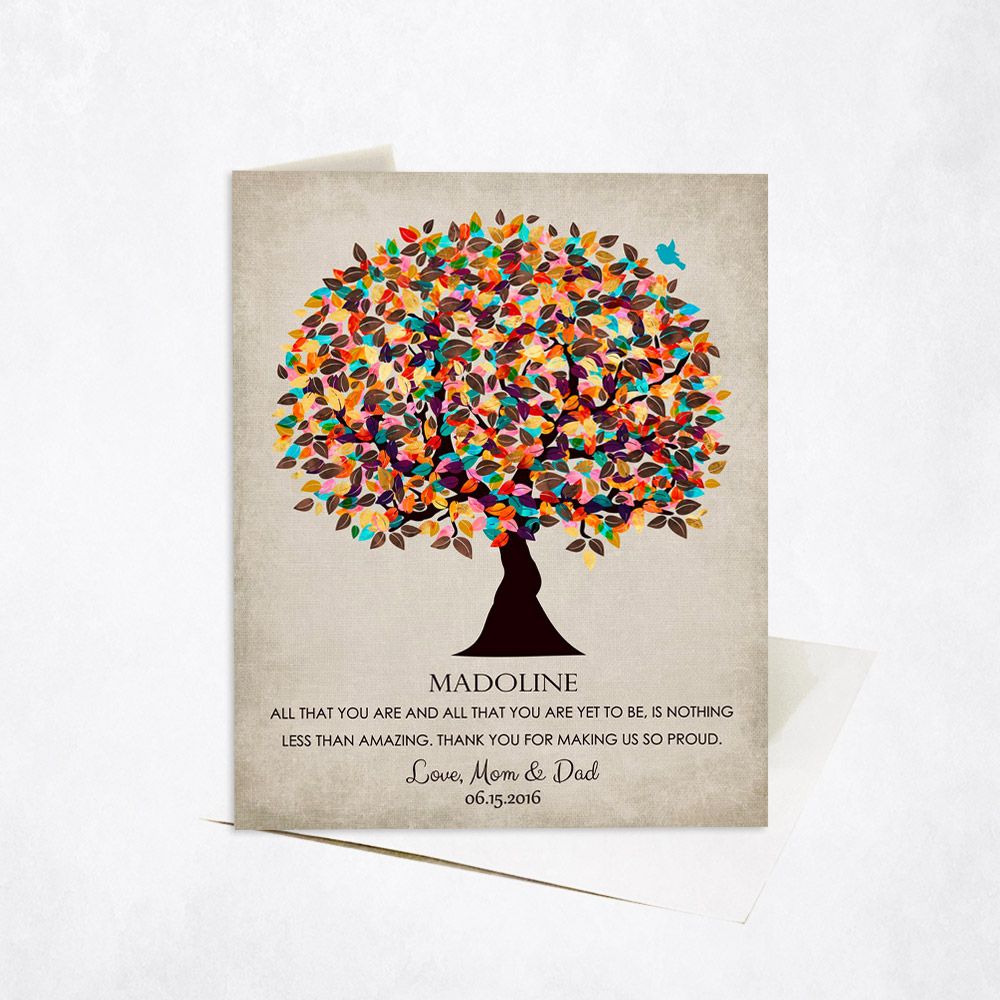 Late Spring Tree Family Stationery Card For Daughter C-1322