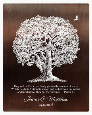 Large Oak Tree Bronze 8th Anniversary Wall Plaque Gift for Couples LTC-1414