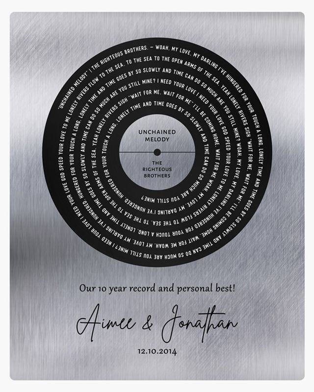 Our Song Lyrics Record Label Tin 10th Anniversary Wall Plaque Gift for Couples LTC-1590