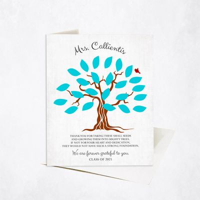 Names In Leaves Community Stationery Card For Teacher C-1795